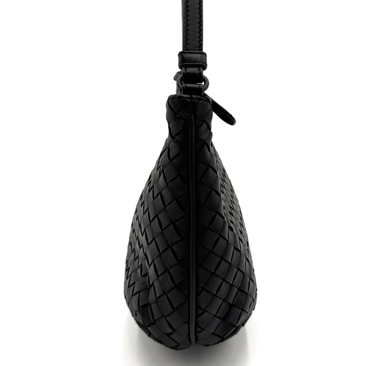 Intrecciato Leather Zipped Shoulder Bag