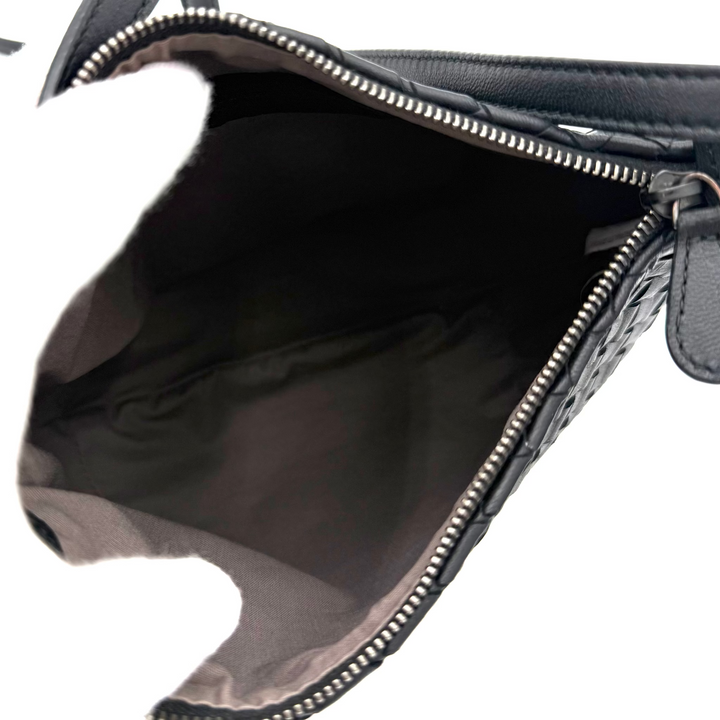 Intrecciato Leather Zipped Shoulder Bag