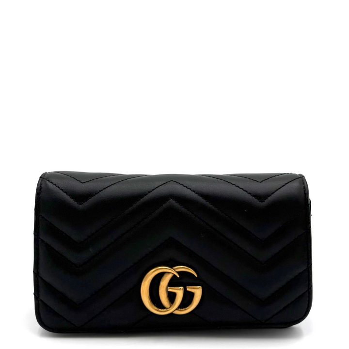 GG Marmont Black Leather Mini Shoulder Bag