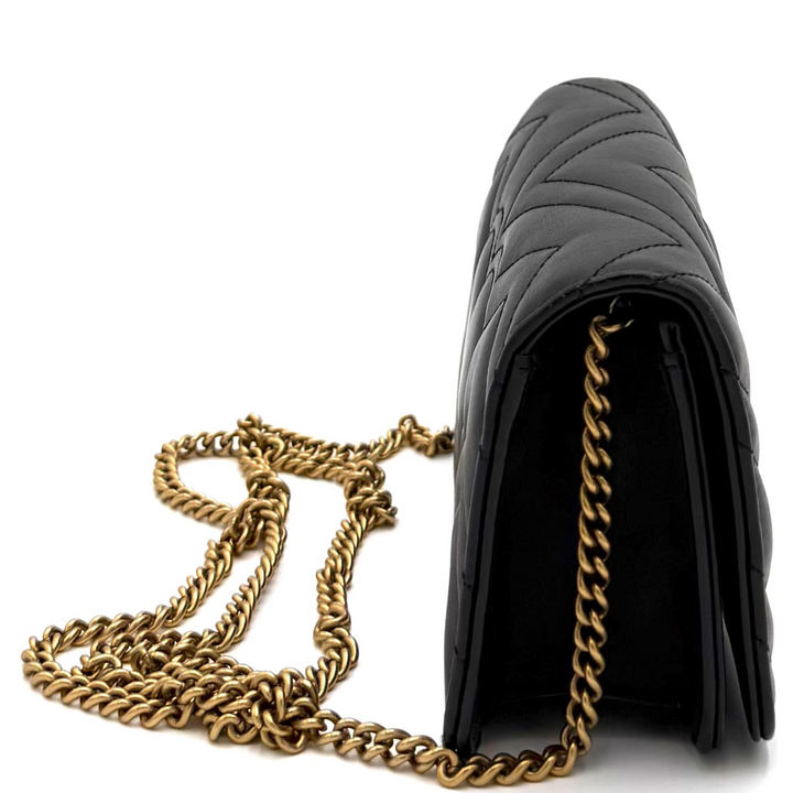 GG Marmont Black Leather Mini Shoulder Bag