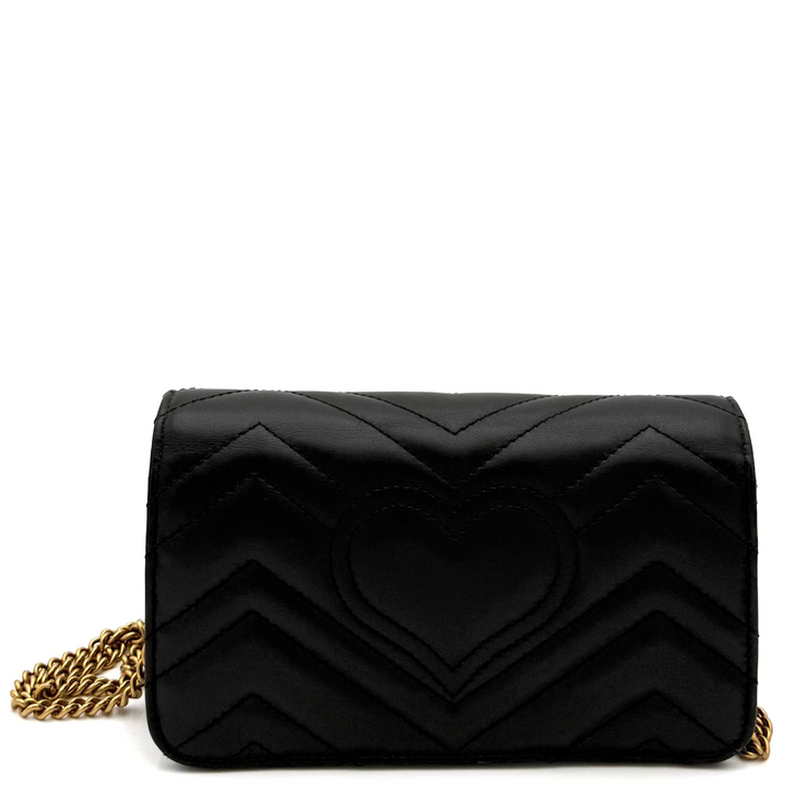GG Marmont Black Leather Mini Shoulder Bag