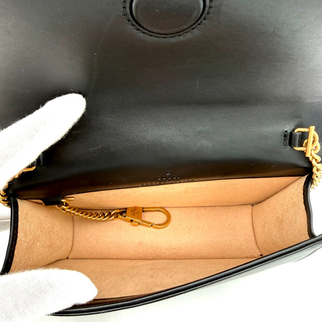 GG Marmont Black Leather Mini Shoulder Bag