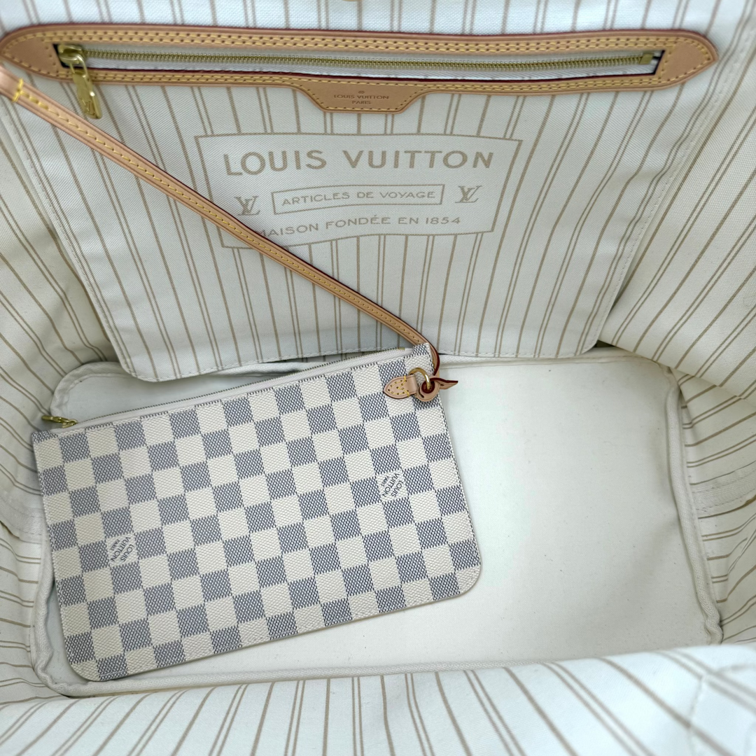 Neverfull GM Damier Azur Canvas Tote Bag with Pouch