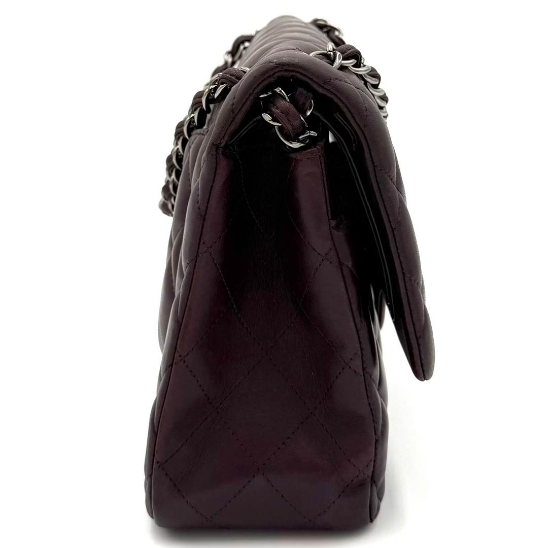 Classic Jumbo Double Flap Lambskin Leather Bag