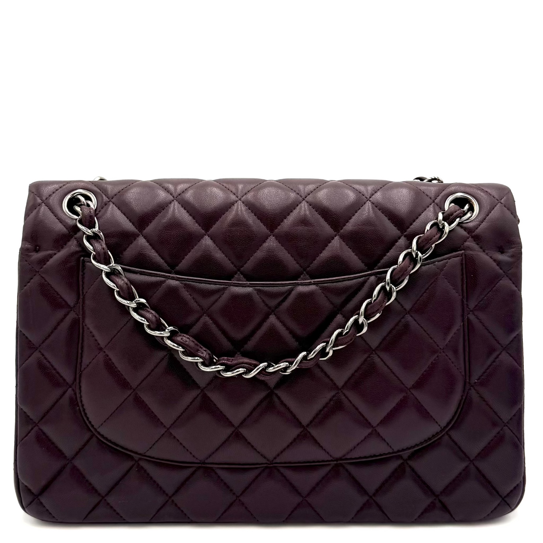 Classic Jumbo Double Flap Lambskin Leather Bag