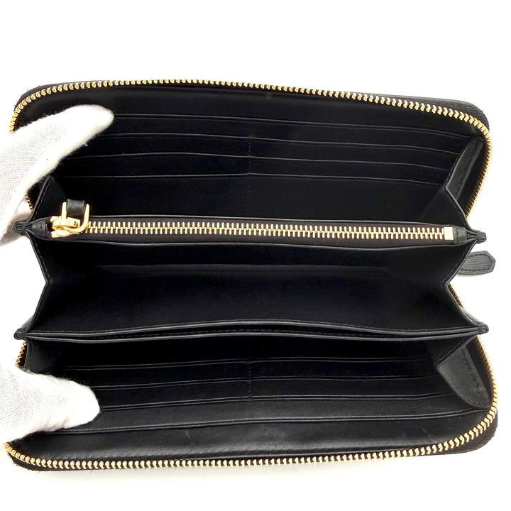 Vitello Move Black Leather Long Wallet