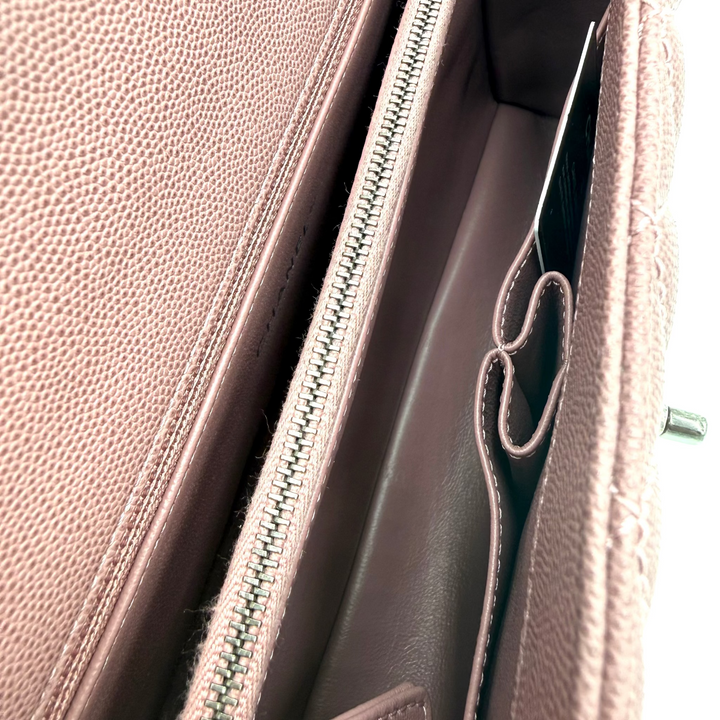 Pink Coco Handle Medium Caviar Leather and Lizard Handle Bag