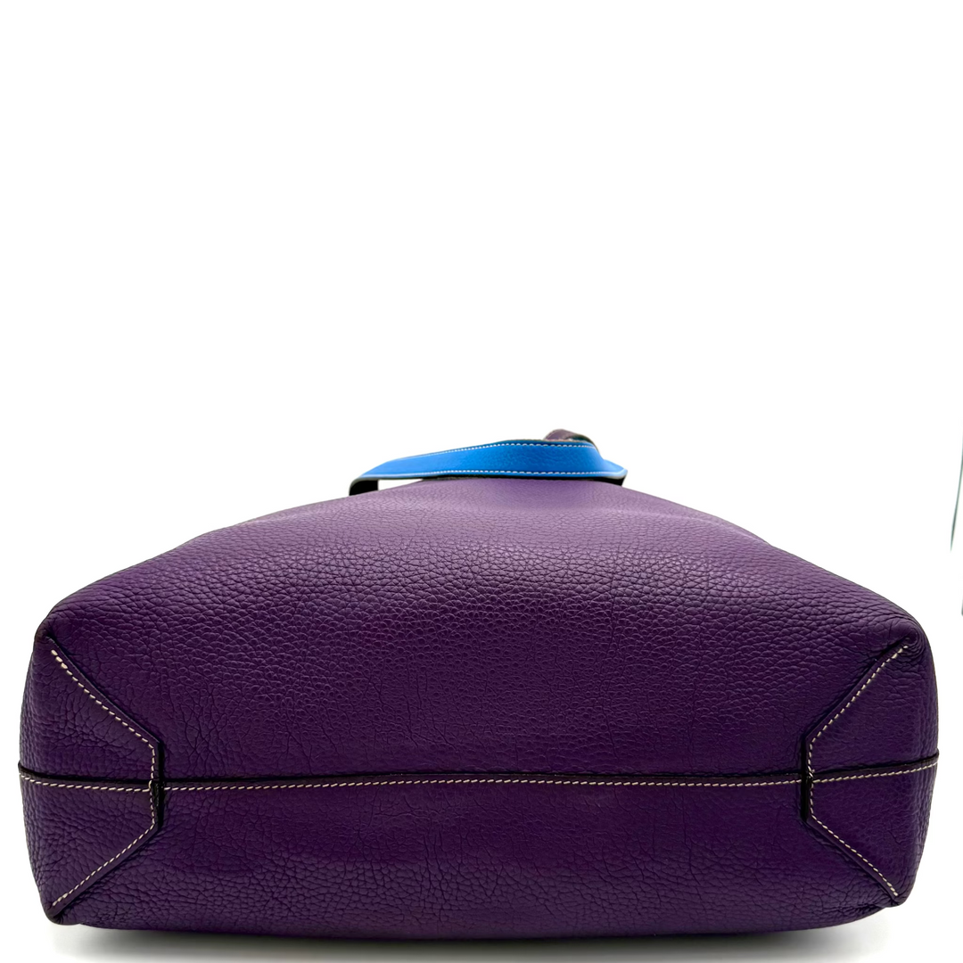 Double Sens 45 Reversible Violet/Blue Leather Tote