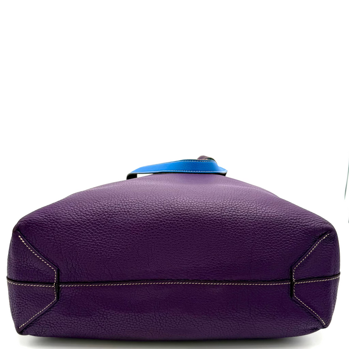Double Sens 45 Reversible Violet/Blue Leather Tote