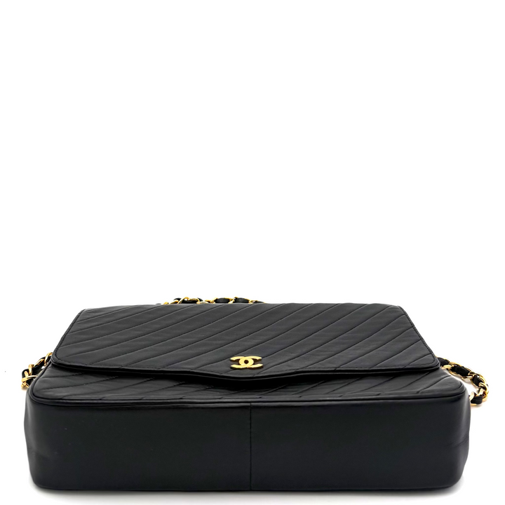 Diagonal Quilted Vintage Flap Shoulder Bag