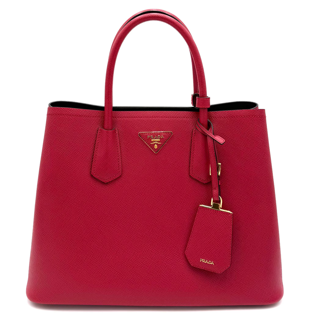 Medium Red Saffiano Cuir Double Tote Bag