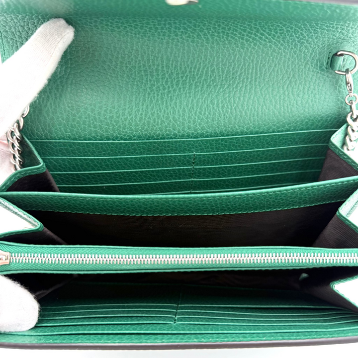 Green Leather Crystal Dionysus Wallet on Chain