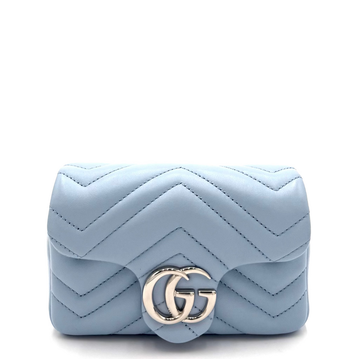 GG Mini Marmont in Pale Blue Leather