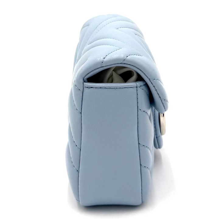 GG Mini Marmont in Pale Blue Leather