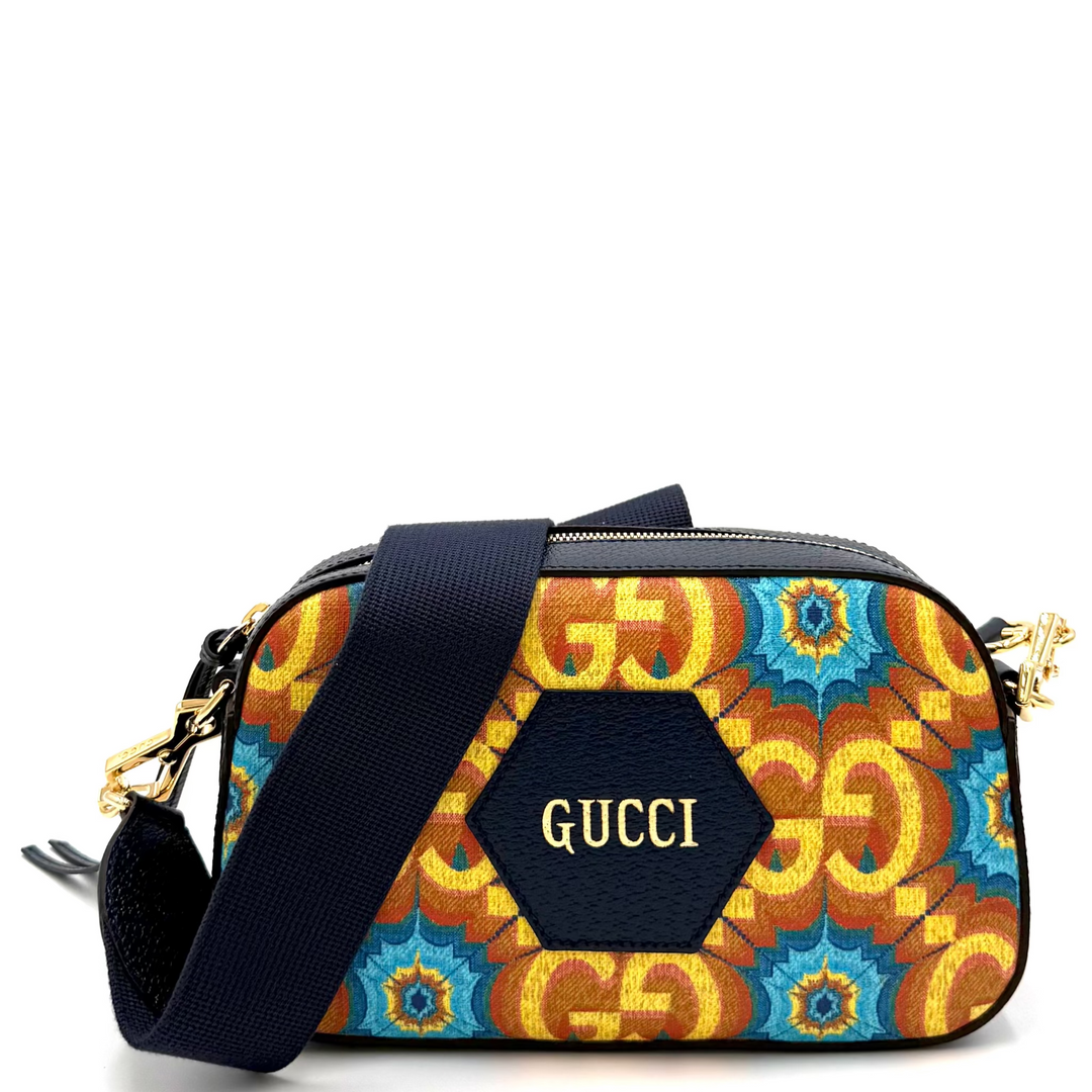 GG Supreme Kaleidoscope Calfskin Script Logo Camera Bag