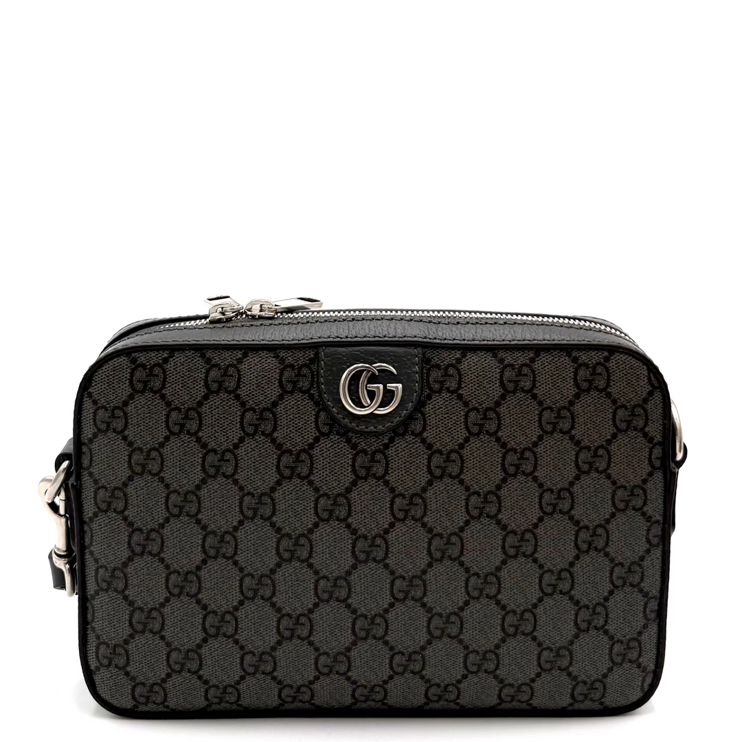 Ophidia Small Shoulder Bag GG Supreme Grey/Black Canvas