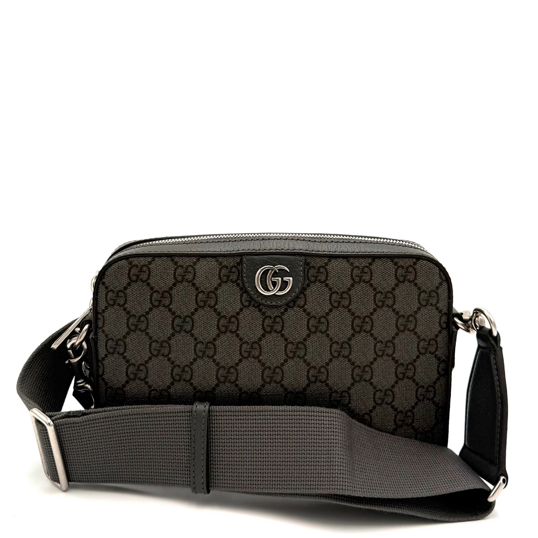 Ophidia Small Shoulder Bag GG Supreme Grey/Black Canvas