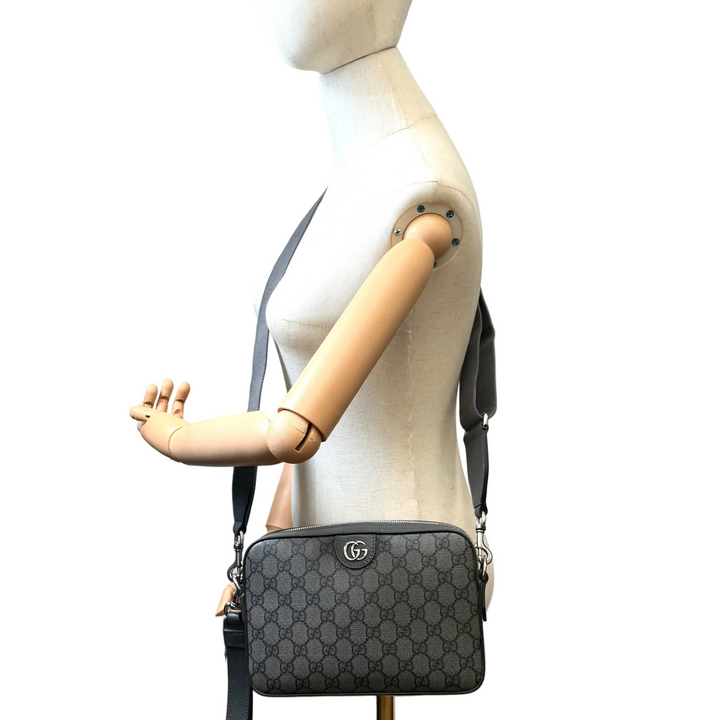Ophidia Small Shoulder Bag GG Supreme Grey/Black Canvas