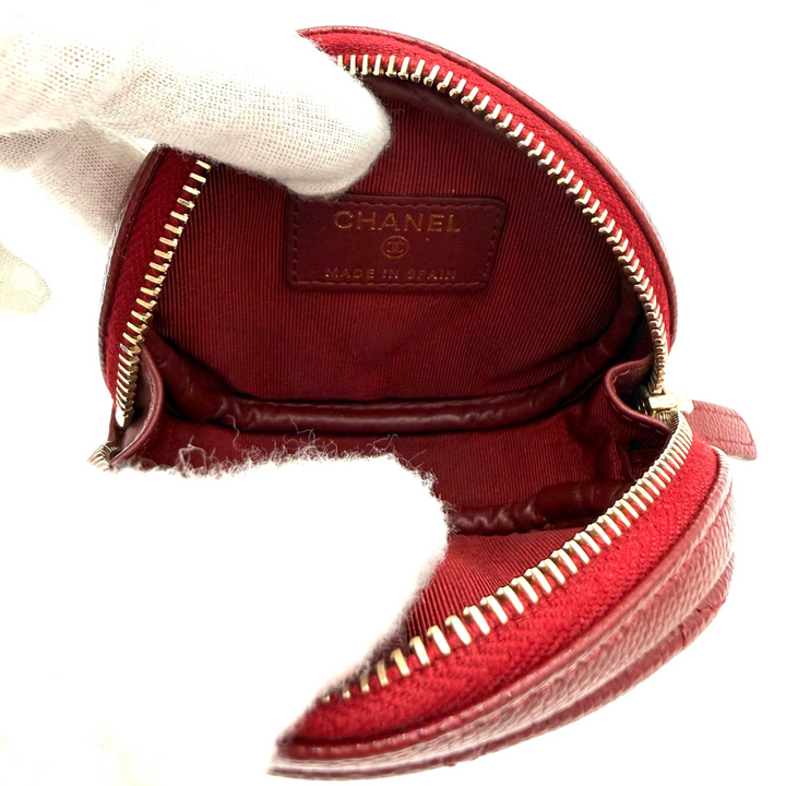 Round Quilted Caviar Leather Coin Purse