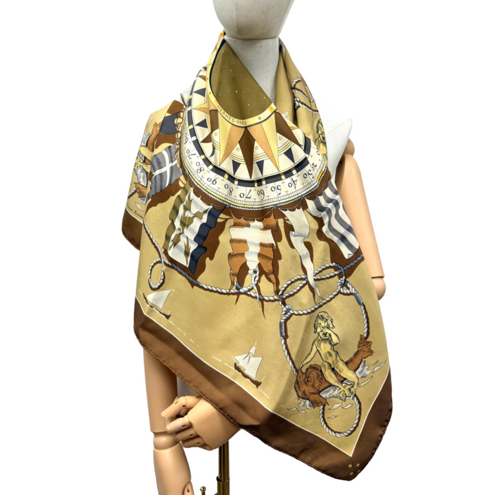 Rose Compas Silk Scarf by Jacques Eudel