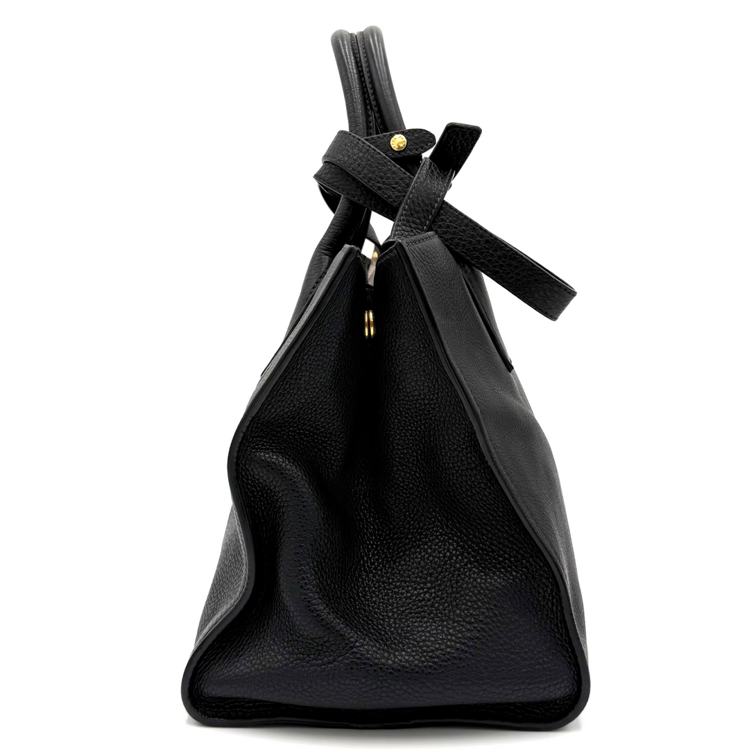 Black Calf Twin Pocket Vitello Daino Tote Bag