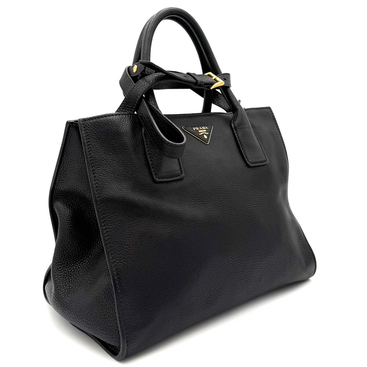 Black Calf Twin Pocket Vitello Daino Tote Bag