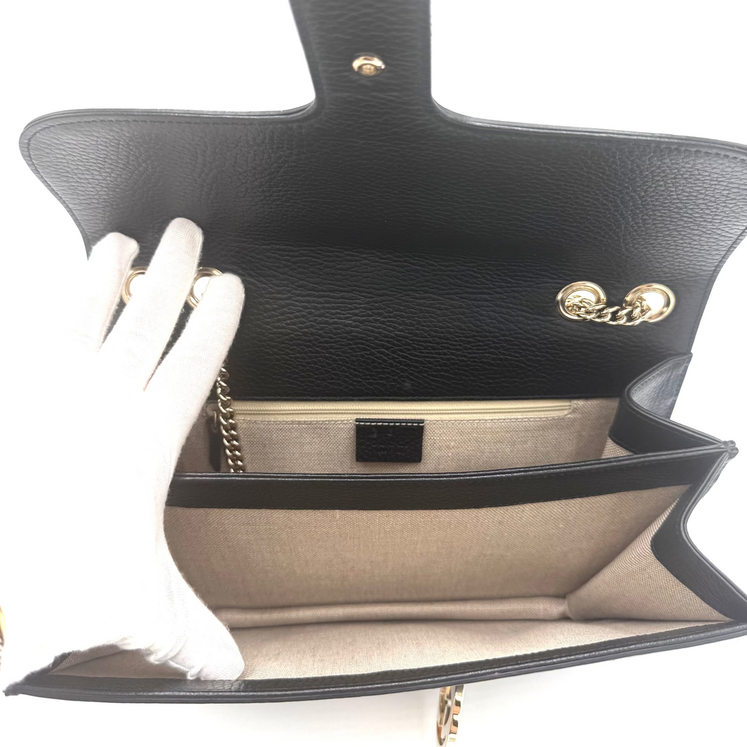 Dollar Interlocking G Medium Calfskin Leather Shoulder Bag