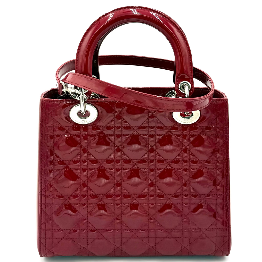 Lady Dior Medium Cannage Patent Leather Bag