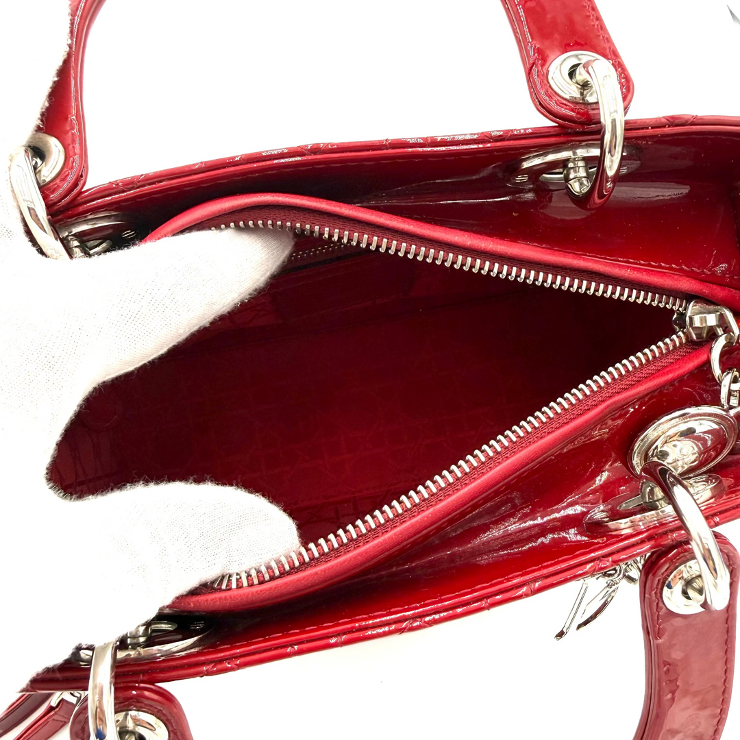 Lady Dior Medium Cannage Patent Leather Bag