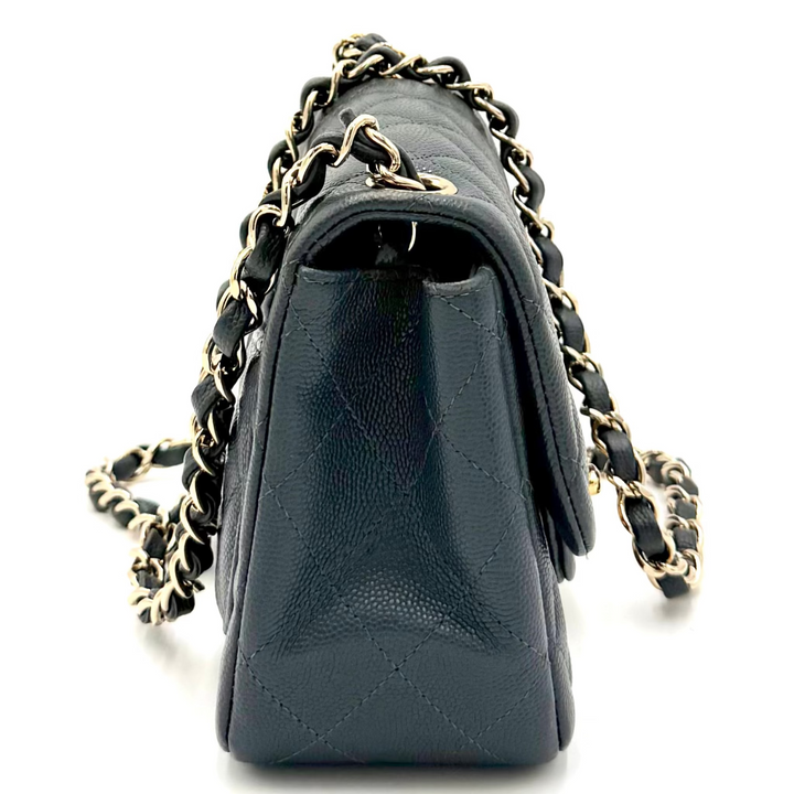 Blue/Grey Caviar Mini Flap
