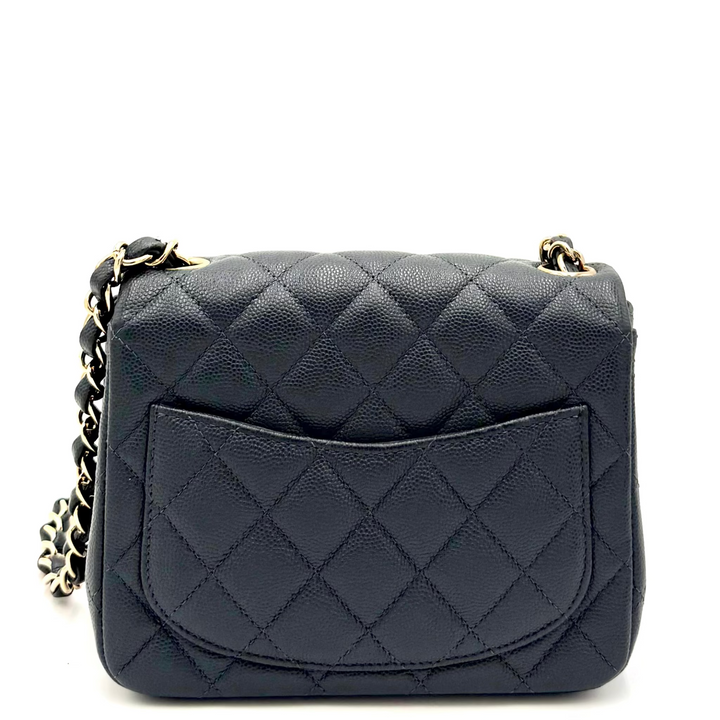 Blue/Grey Caviar Mini Flap
