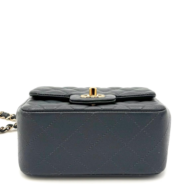 Blue/Grey Caviar Mini Flap