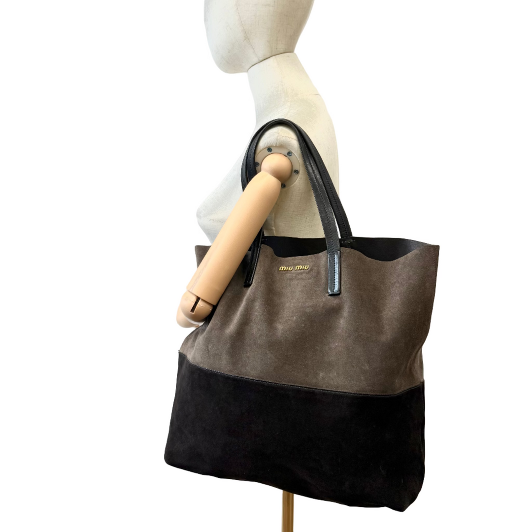 Large Suede Bucket Tote Bag