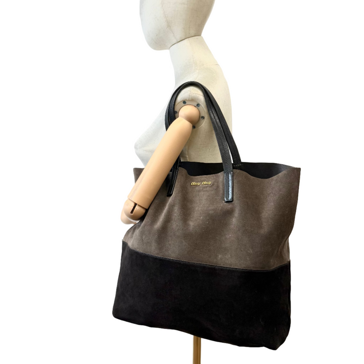 Large Suede Bucket Tote Bag