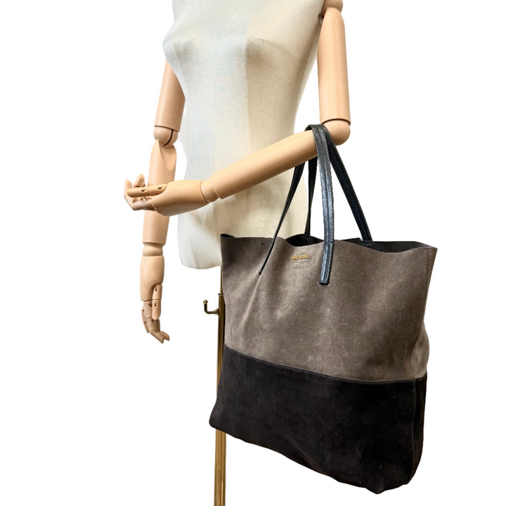 Large Suede Bucket Tote Bag