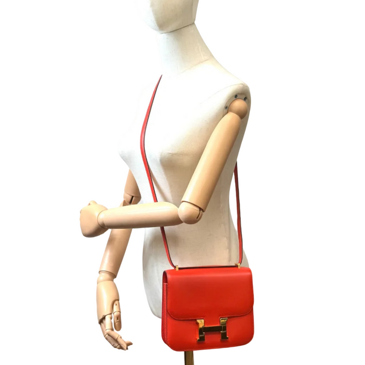 Constance III Mini 18 in Capucine Tadelakt Leather Gold Hardware