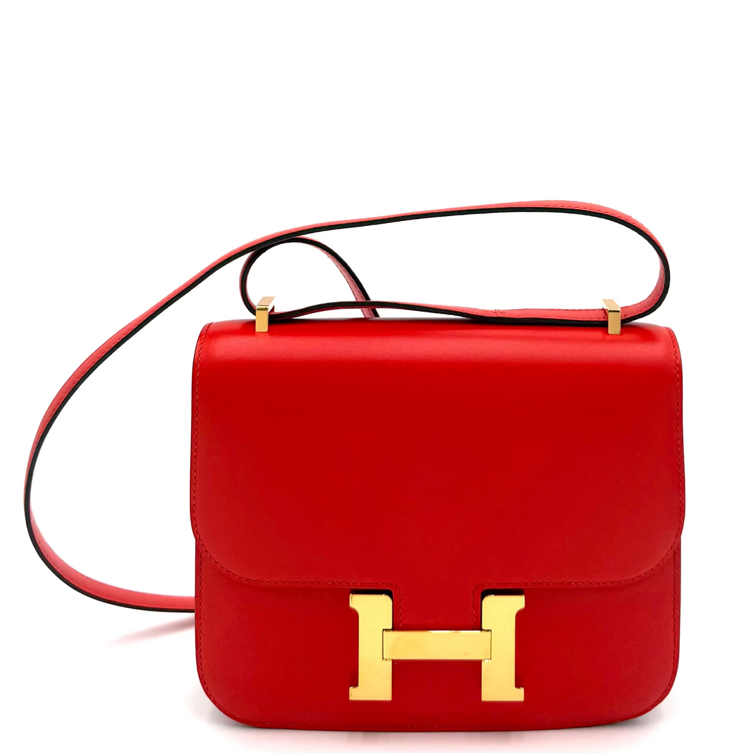 Constance III Mini 18 in Capucine Tadelakt Leather Gold Hardware