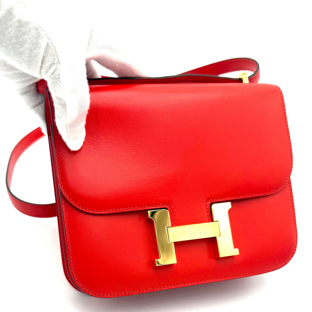 Constance III Mini 18 in Capucine Tadelakt Leather Gold Hardware