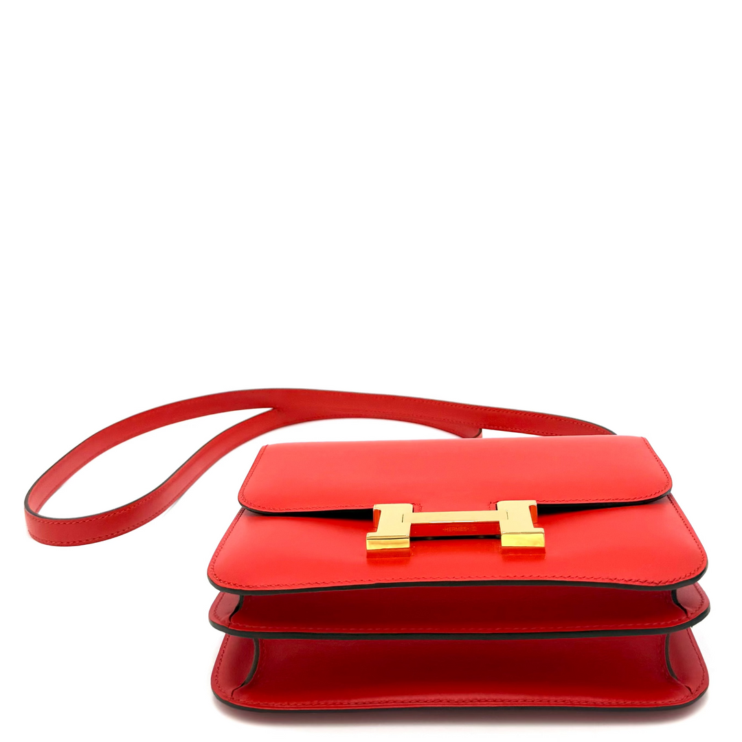 Constance III Mini 18 in Capucine Tadelakt Leather Gold Hardware