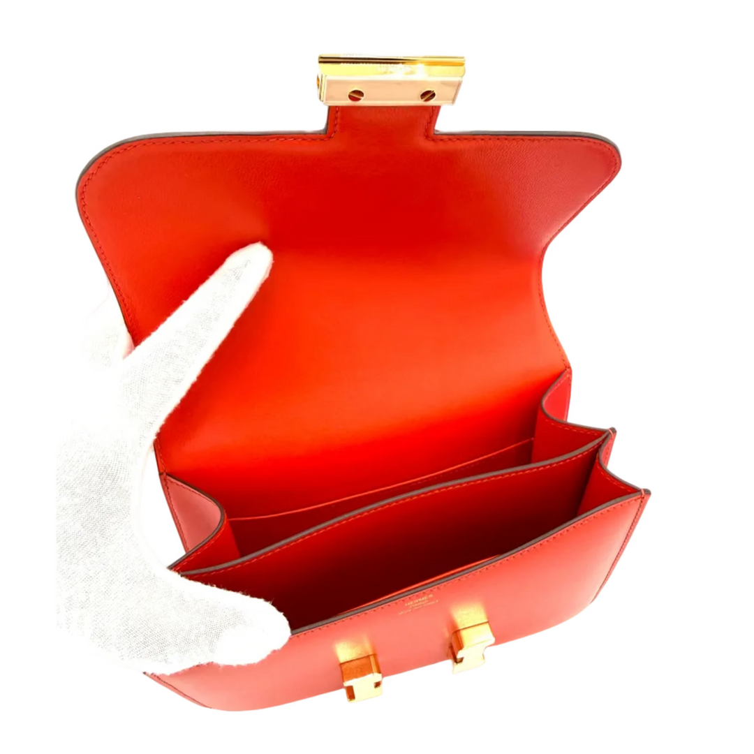 Constance III Mini 18 in Capucine Tadelakt Leather Gold Hardware