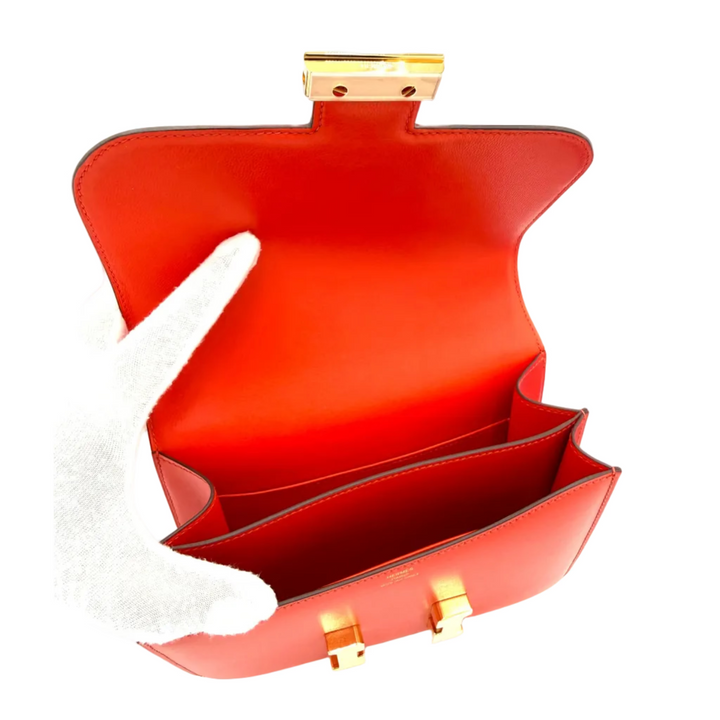 Constance III Mini 18 in Capucine Tadelakt Leather Gold Hardware