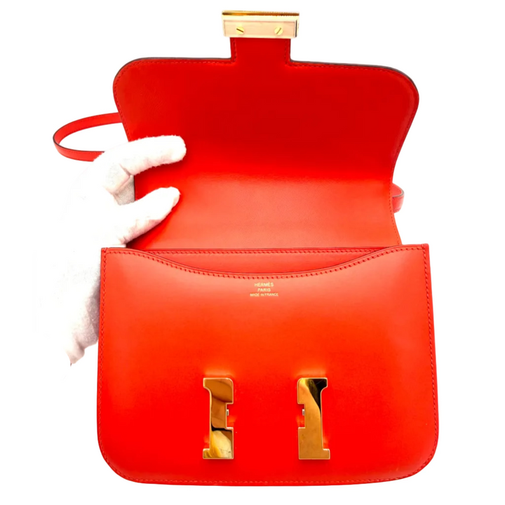 Constance III Mini 18 in Capucine Tadelakt Leather Gold Hardware