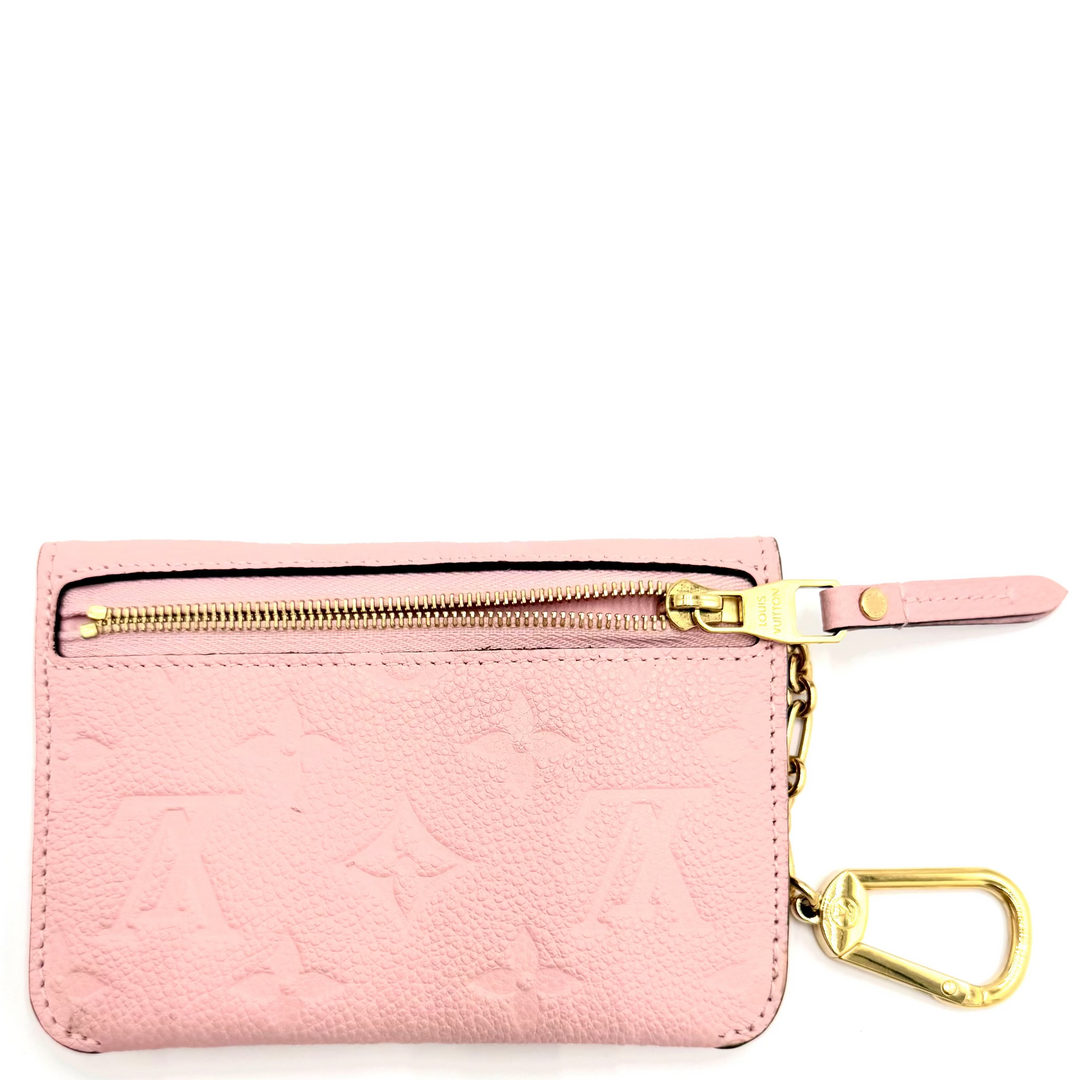 Pink Empreinte Leather Wallet Key Chain