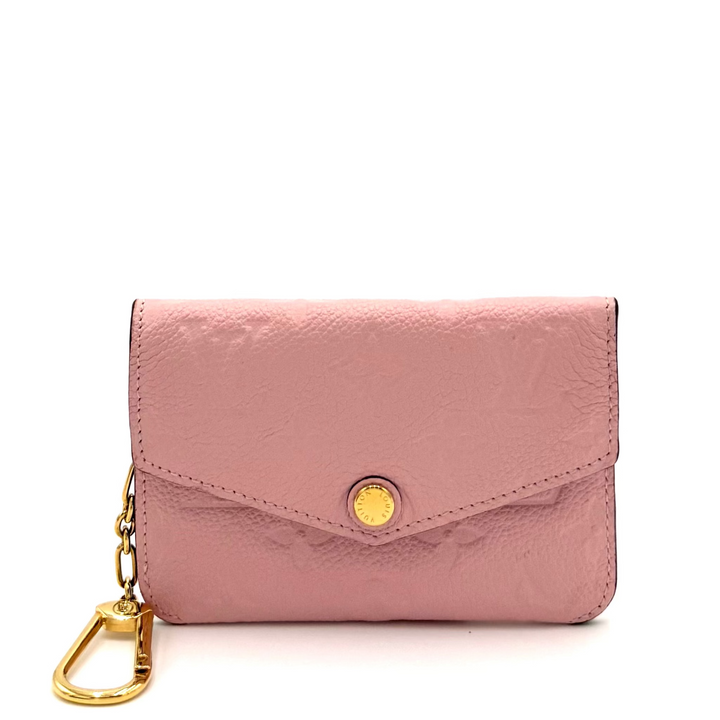 Pink Empreinte Leather Wallet Key Chain