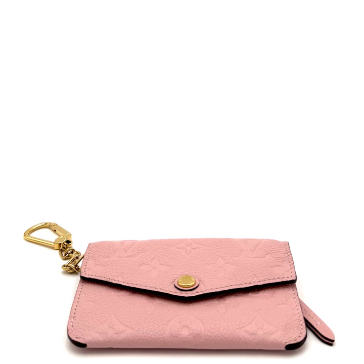 Pink Empreinte Leather Wallet Key Chain