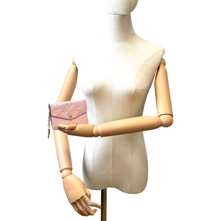 Pink Empreinte Leather Wallet Key Chain