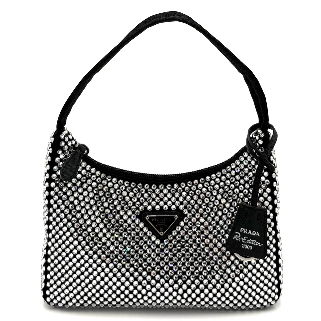 Re-Edition 2000 Mini Crystal Studded Bag