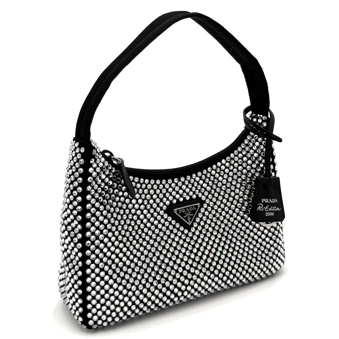 Re-Edition 2000 Mini Crystal Studded Bag