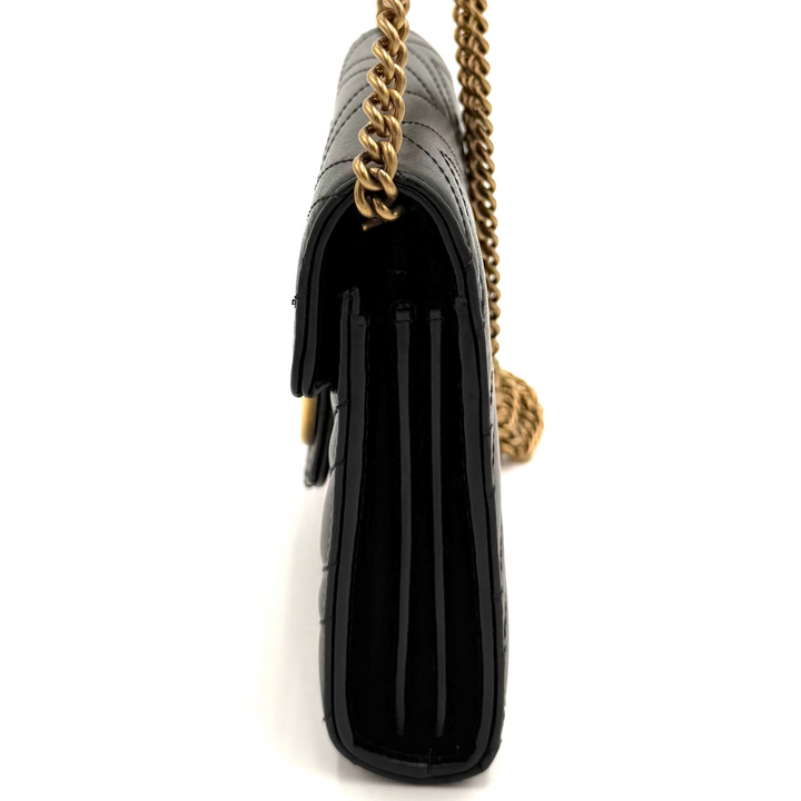 Gucci Marmont Quilted Black Leather Wallet on Chain
