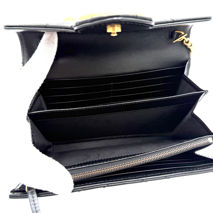 Gucci Marmont Quilted Black Leather Wallet on Chain